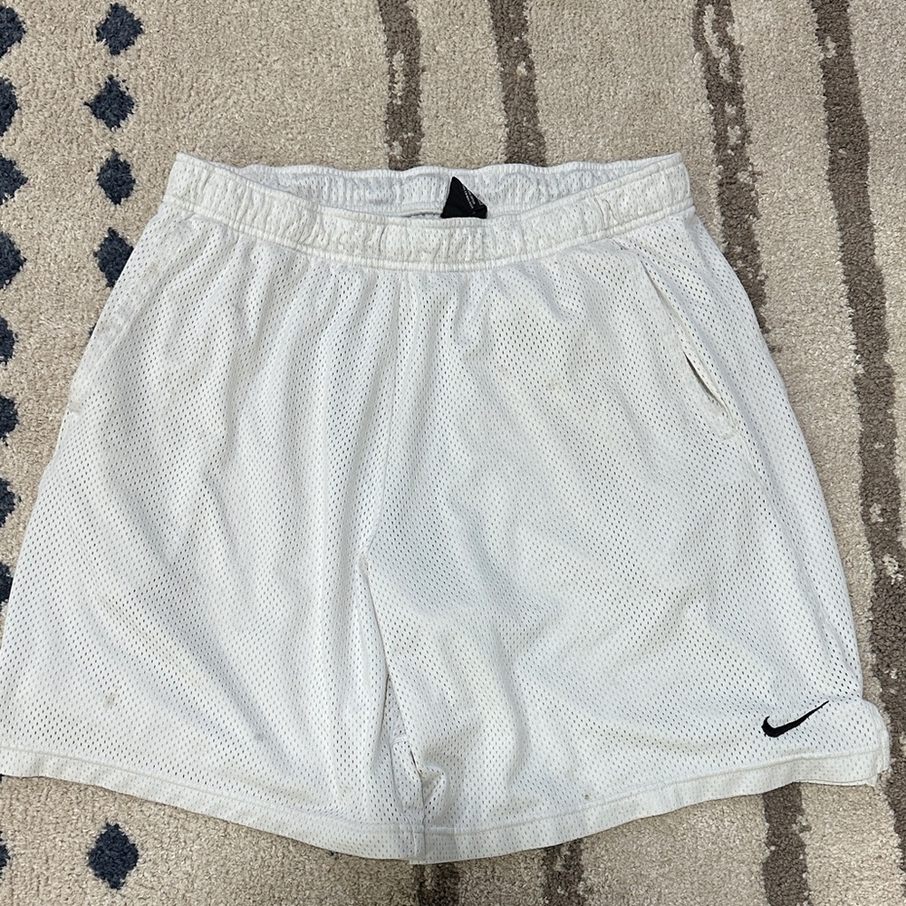 Nike White Mesh Athletic Shorts